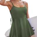 AI'MAGE Tankini Swimsuits for Women High Waisted Tummy Control Bathing Suits 2 Piece Swim Dress with Skirt S-XXL (Army Green, XL)