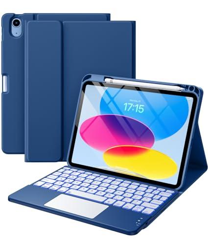 Harvopu Compatible for iPad 11th 10th Only Keyboard, Navy Blue