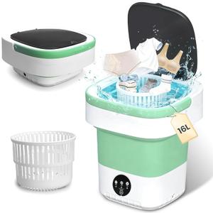 16L Mini Washing Machine with Spin Basket 3 Wash Modes Timer - Deep Cleaning Collapsible Compact Washer Portable Washing Machine - Portable Clothes Washer for Apartment Travel Camping Dorm Hotel Home