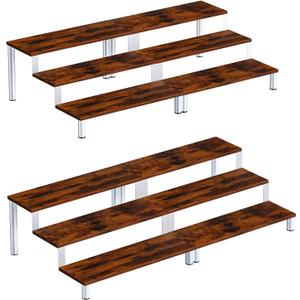 Wooden Display Stand Riser, 3 Tier Perfume Organizer Stand Cupcake Stand Holder, Tiered Display Stand Risers Display Shelf for Home and Shop (White, 4 pcs)