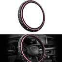 Bling Car Steering Wheel Cover, 15 Inch Non-Slip Elastic Soft Leather Steering Wheel Protector, Sparkly Diamond Vehicle Decor for Women Girls, Car Interior Accessories for Most Cars (Pink)