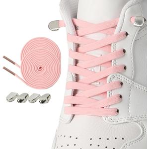 CCSOFTIME 2 Pairs Elastic Shoe Laces for Sneakers, Elastic No Tie ShoeLaces Flat Shoe Strings for Kids And Adults (03 Pink+smooth Buckle)