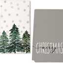 ARKENY Christmas Dish Towels for Christmas Decor Green Xmas Tree Kitchen Towels 18x26 Inch Noel Grey Snowflake Washcloths Seasonal Merry Christmas Hand Towel for Bathroom Set of 2 AD016