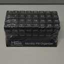 Month Pill Box Organizer - 32 Compartments | Morning-Noon-Night - 30 Day Pill Case with 32 Daily Compartments for Vitamins, Supplements, Medication - Travel Monthly Pill Organizer 3 Times-a-Day, Black