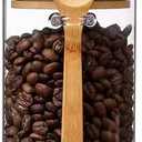 Airtight Glass Jars with Bamboo Lids & Spoons, 17.95 oz Borosilicate Overnight Oats Containers with Lids, Clear Food Storage Canister for Cookie, Candy, Coffee, Sugar, Matcha Tea, Flour, Pack of 1