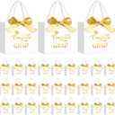 Moinchore 30 Pcs Graduation Gift Bags Bulk 5.5 x 4.7 x 2.5'' Small White and Gold Class of 2026 Treat Bags with Handles Bow Ribbon Congrats Grad Paper Party Favor Decorations for College High School