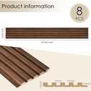 8-Pack Faux Wood Wall Panels  3D Slat Paneling for Interior Dcor, 48.2" x 6.3", Modern Wall Cladding for Living Room, Bedroom, Office  Walnut Finish