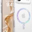 YINLAI Case for iPhone Air 6.5-Inch, [Compatible with MagSafe] Clear Glitter Magnetic Case Slim Bling Sparkly Women Girls Girly Soft Cute Transparent Shockproof Protective Phone Cover, Clear