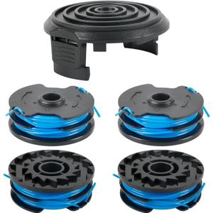 20115E-B 0.065" Dual Line Replacement String Trimmer Line Spool Compatible with Harbor Freight 20115E-B Bauer Corded 5.5 Amp 15 Inch String Trimmer, 27ft (4 Spool+1 Cap)