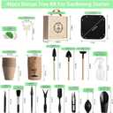 46 Pcs Bonsai Tree Kit - Indoor Starter Kit with Wooden Organizer Box, Succulent Tools Set Includes Repotting Mat, Pruning Shears and Rake - Unique Gardening Gift for Beginners & Plant Lovers