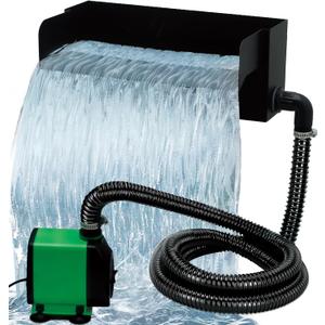 12.2in Pond Waterfall Kit,304 Stainless Steel Waterfall Spillway,Pond Spillway with 45W 740GPH Pump,10FT Corrugated Tubing,Filter