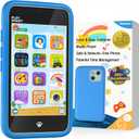 Kids Toy Phones with Dual Camera, Learning Toys Phones Gifts for Kid 3-12 with 200+ Educational Puzzle Games, 4" Touchscreen Rechargeable Blue Child Smartphones with Parental Control