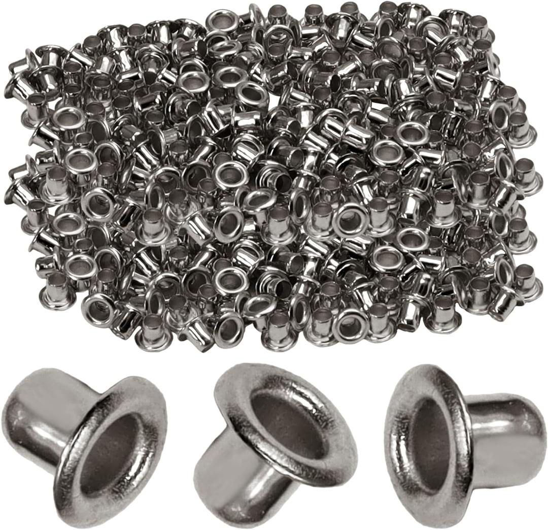 Litoexpe 2.5MM Tiny Grommets Eyelets 200 Pcs, Self Backing Eyelets for Bead Cores, Clothes, Leather, Canvas (Silver)