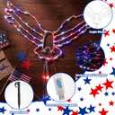 Glooglitter 11.5ft 4th of July Outdoor Light Decor 250th Anniversary Patriotic Hawk Waterfall Lights Blue Red White Eagle LED USB Powered for Independence Day Memorial Party Tree Yard Door Wall Decor
