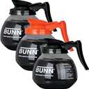 BUNN Coffee Pot Decanter/Carafe, 2 Black Regular and 1 Orange Decaf, 12 Cup Capacity, Set of 3