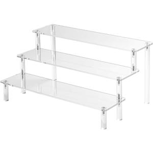 Acrylic Risers Display Stands, 3 Tier Perfume Organizer Display Shelf & Versatile Cupcake Stand Holder, Display Risers for Figures, Dessert Shelves for Party for Decoration and Organizer (1PACK Large 11.8IN)