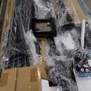 LED Queen Size Bed Frame with Charging Station, Platform Metal Bed with Headboard Storage & USB Ports Outlets, Farmhouse Bed Frame with Lights for Bedroom, Noise Free, Wash Grey (Queen)