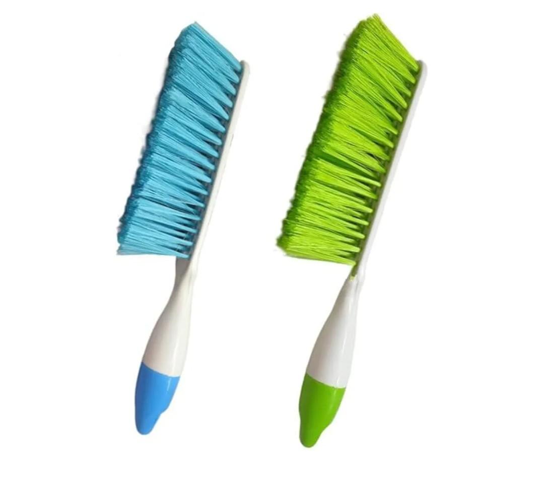 Soft Bristle Bed Sheets Sweeping Cleaning Brush with Long Hand, Counter Duster for Debris Hair Remover Desk Quilt Sofa Furniture (Blue, Green) and pink