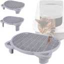 Cat Litter Box Step, 20.1"x 16"x 6" Dual-Layer Litter Trapping Ramp for Senior and Kittens, 2 Stool Heights, Protects Floors from Urine Messes(Grey)