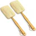 2 Pack Natural Exfoliating Loofah Luffa Loofa Bath Brush On a Stick, Shower Sponge Back Scrubber with Long Wooden Handle for Men & Women, Deep Clean and Invigorate Your Skin Back Brush