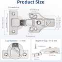 Chibery 10 Pack 1/4" Partial Overlay Soft Close Concealed Hinge for Face Frame Frameless Door, 3D Adjustment, Clip-on Plate, Slow Self Closing Hidden Satin Nickel, 105 Stainless Steel Hinges, 3/8"