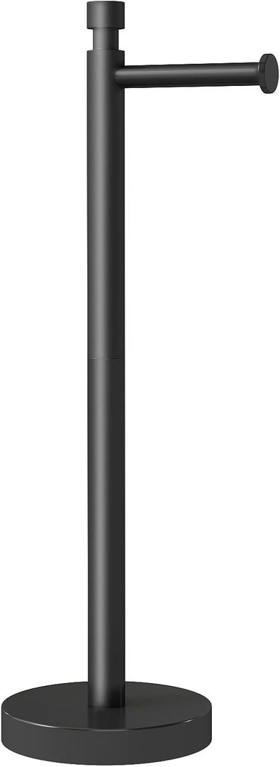 YUMORE Toilet Paper Holder Stand Freestanding, Weighted and Sturdy Matte Black Stainless Steel Design with Non-Slip Cap, Rustproof Tissue Roll Holder for Modern Bathroom, RV