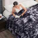 Cozy Bliss Faux Fur Throw Blanket for Couch, Fuzzy Soft Plush Thick Bubble Blanket for Sofa Bedroom Living Room, 60 * 80 Inches Tie Dye Black