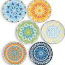Dessert Plate Set of 6-8 Inch Ceramic Salad and Appetizer Plates - Vibrant Mix-and-Match Colors - Dishwasher and Microwave Safe