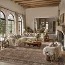 Schweek 10x14 Washable Area Rug Brown Neutral Vintage Distressed Large Rugs | Non-Slip Living Room Rugs, Soft Low Pile Floral Large Carpet, Indoor Mat Throw Rug for Bedroom, Dining Room, Office, Nursery