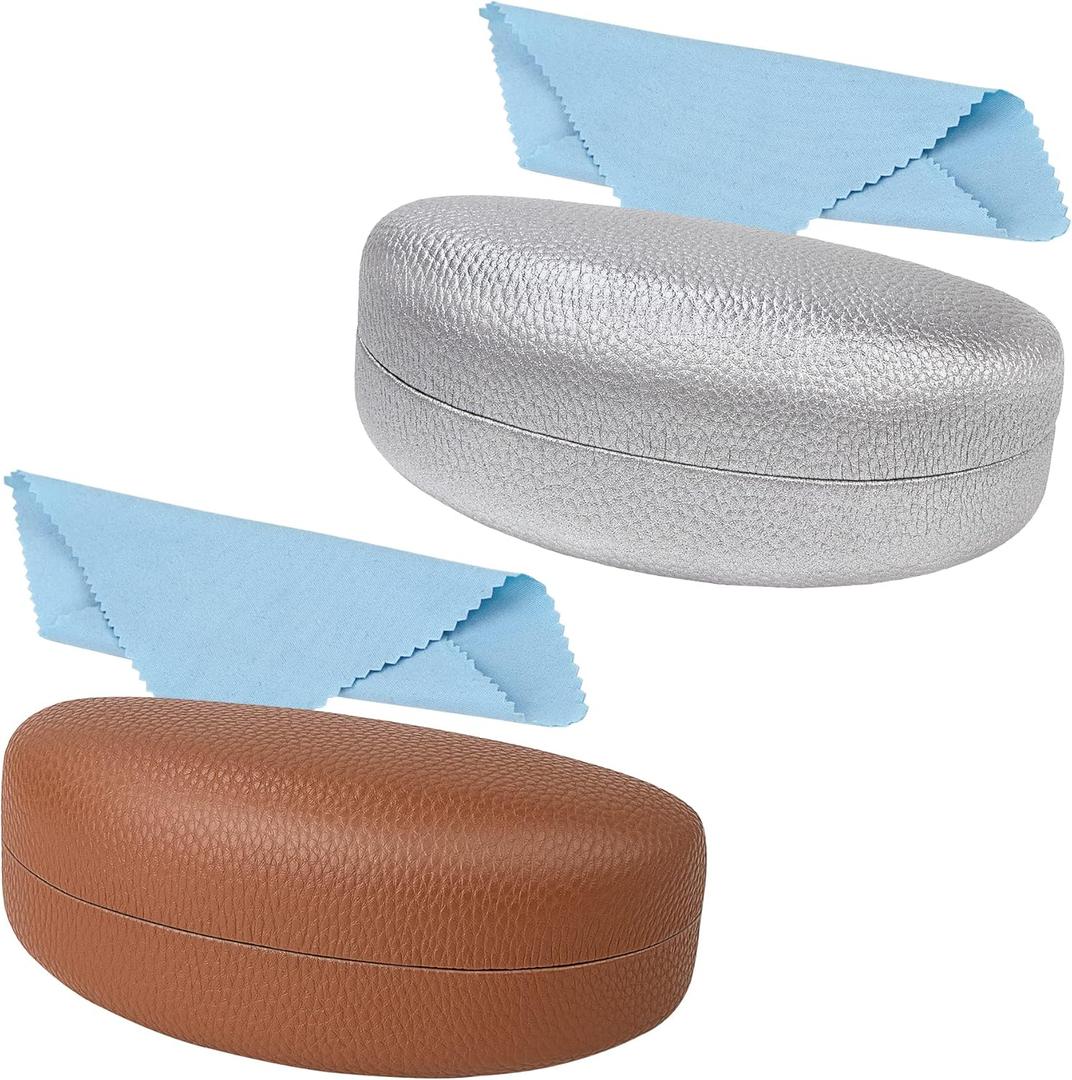 2 PCS A Pack, Leather Large Hard Shell Sunglasses Case, Protective Case For Most Sunglasses and Eyeglasses (2 PCS #D) 2 PCS A Pack, Leather Large Hard Shell Sunglasses Case, Protective Case For Most Sunglasses and Eyeglasses (2 PCS #D)