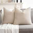 MIULEE Pack of 2 Cream Decorative Pillow Covers 20x20 Inch Soft Chenille Couch Spring Throw Pillows Farmhouse Cushion Covers for Home Decor Sofa Bedroom Living Room