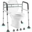 Toilet Safety Rails for Seniors, Adjustable & Foldable Toilet Frame for Elderly and Disabled, Handicap Toilet Handles Fits Any Toilet (350 lb)