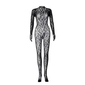 Leopard Lace Jumpsuits Fish Net One Piece Body Suit Rave Outfits for Women Ladies Night Out (Black, One Size)