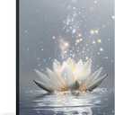OWNANRTHM Zen Canvas Wall Art Lotus Flower Wall Art Lotus Flower in Water Painting Lotus Zen Prints for Yoga Spa Meditation Spiritual Room Wall Decor Framed 12X16 inch