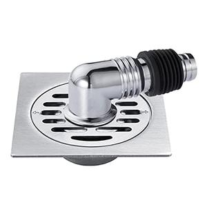 Square One-Way Shower Drain Cover with Pipe Connector, Fast Drainage Plug Insert (Silver)