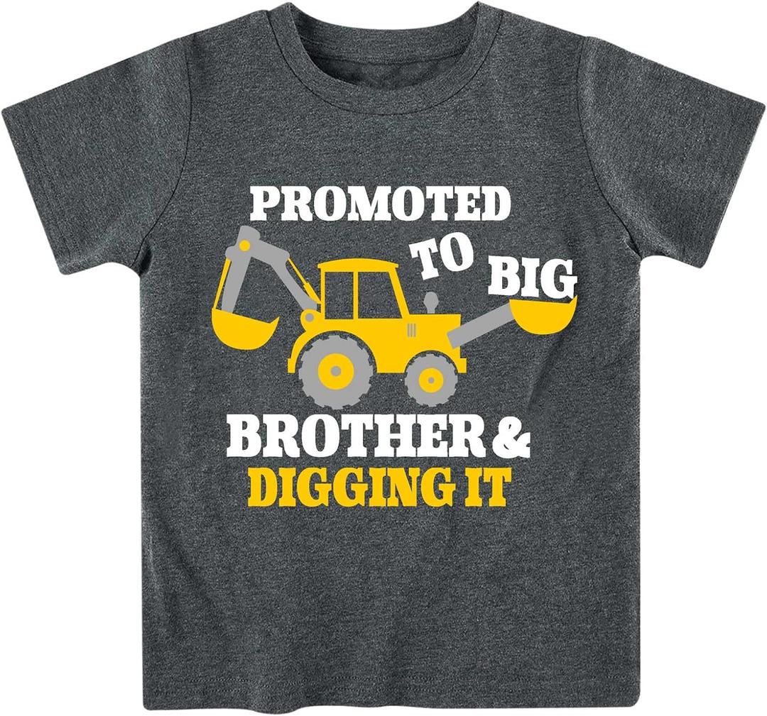 Funnycokid Big Brother T Shirt for Toddler Boys Tee Construction Promoted Short Sleeve 1-6 Years (Gray)