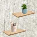 SnowTing 2 Set Fabric Wall Cubicle Shelf with Hooks, Wall Mounted Wooden Floating Storage Shelf for Fabric Panel in Kitchen, Bedroom, Living Room, Office Desk, 11.8 x 5.9 x 0.47 Inch