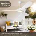 White Ceiling Fan with Light and Remote 52 Inch, Wood Outdoor Ceiling Fans with Lights 3 Blade Propeller High CFM Wet Rated Modern Fan for Indoor Living Room Patios Gazebo Bedroom