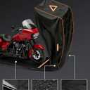 COVERVIN Full Enclosed Motorcycle Cover, 600D Heavy Duty Waterproof Motorcycle Cover, Outdoor UV Protection with Reflective Strips, Fits 108" Harley Honda Yamaha Suzuki, Cruiser, Touring Black