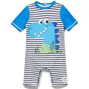 BONVERANO Baby Toddler Boys One Piece Swimsuit UPF 50+ Sun Protection Short Sleeve Zipper