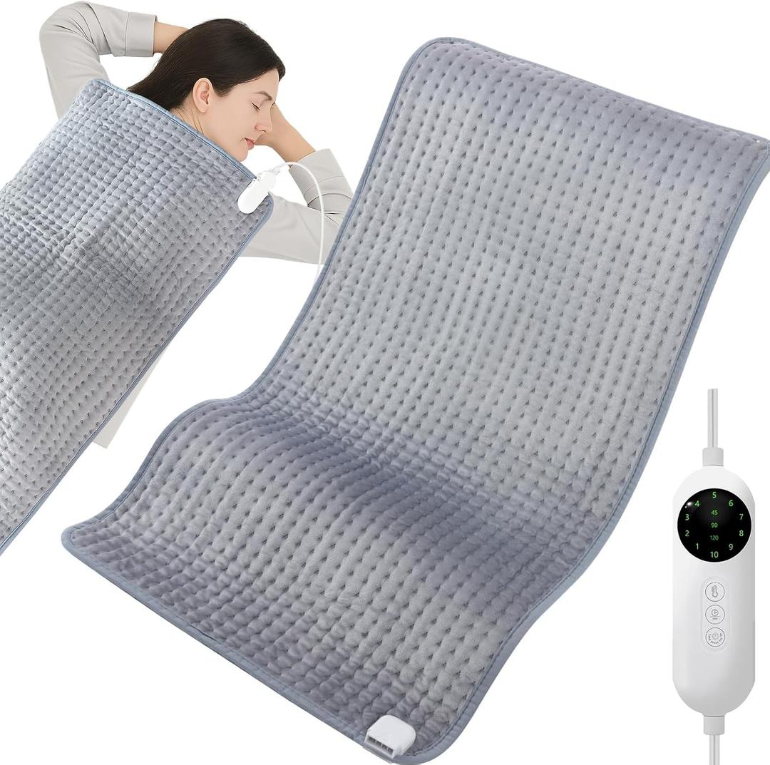 Extra Large Heating Pads for Back Pain Relief & Period Cramps,20"x40" King Size, with Upgraded 10 Temperature Controllers and 3 Timer Options,Machine Washable, Birthday Gifts for Women Men