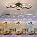 Black Modern LED Ceiling Light with Remote and App, 31.89-Inch Flower Flush Mount Ceiling Light, Dimmable 3000K-6000K, 4480LM Ceiling Fixture for Living Room Bedroom,