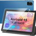 10-inch Android Tablet: Octa-Core, 7000mAh, with Stand Case, IPS HD Display, Wi-Fi 6, OTG, Metal Body Fast & Portable Tablet for Work & Entertainment, 2-Year Protection, 8GB RAM 64GB, Android 15
