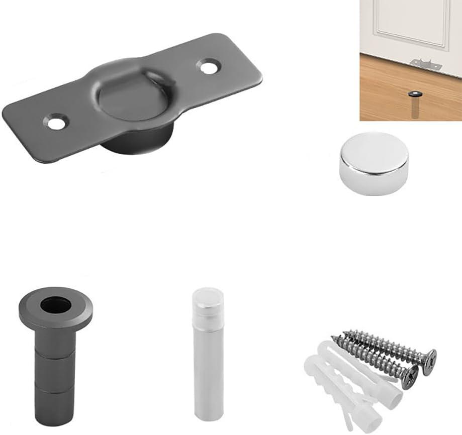 Invisible Magnetic Door Stop, Strong Anti-Collision, Concealed, for Bottom of Door (Grey) (Gray)