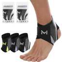 2 x 2-Pack Adjustable Ankle Brace, Lace Up Ankle Stabilizer with Support Straps, Compression Sleeve for Plantar Fasciitis, Tendonitis, Sprain Support, Suitable for Men & Women (Gray), One Size