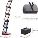 PATIKIL Foldable Magazine Display Racks Floor Standing 5 Layers Brochure Stand Catalog Literature Holder with Wheels for Hotel, Exhibition, Trade Show, Office