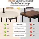 ONEWISH Floor Lamp with Table, USB/Type-C/AC Charging Ports, 9W LED Bulb, Round Table & Nightstand for Bedroom & Living Room (White)