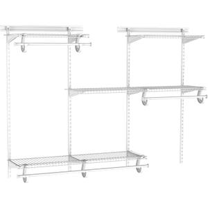 ClosetMaid ShelfTrack Wire Closet Organizer System, Adjustable from 4 to 6 Ft., With Shelves, Clothes Rods, Hardware, Durable Steel, White