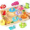 Wooden Puzzles for Toddlers, 8 Pcs Dinosaur Matching Egg Puzzle, Montessori Toys for Boy Girl Easter Birthday Gifts, Preschool Learning Activities & Educational Toys for Boys, Girls