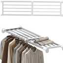 Hershii Tension Shelf Expandable Rod Closet System Heavy Duty Clothes Hanger Adjustable DIY Garage Bathroom Kitchen Storage Organizer Shoe Rack, Plant Stand, Bookshelf, 39.76 - 60.03 inches